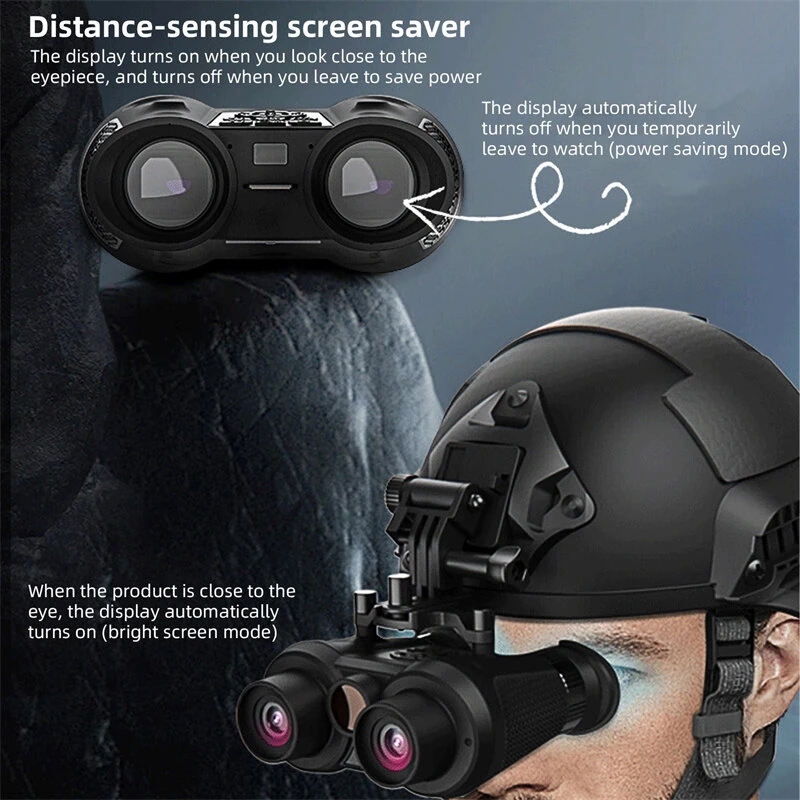 (image for) IPRee Head Mounted Night Vision Goggles 3D VR Digital Infrared Night Vision Binoculars 8064x3024 Photo & 3840x1080 Video Resolutions 150m Night Vision